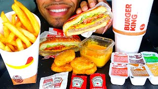 BURGER KING ASMR EATING MUKBANG JERRY IMPOSSIBLE WHOPPER CHEESE SAUCE BURGER CHICKEN NUGGETS NO TALK [upl. by Stead]