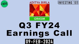 Grasim Industries Limited Q3 FY24 Earnings Call  Grasim Industries Limited FY24 Q3 Concall [upl. by Fitalludba147]