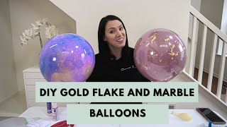 DIY Gold Flake Balloons and Marble Balloons  Double Stuffed Bubble Balloons [upl. by Giguere]