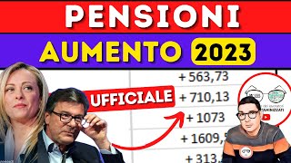 UFFICIALE TABELLA AUMENTO PENSIONI 2023 📈 TUTTI I NUOVI IMPORTI da GENNAIO  AUMENTI MINIME INVALIDI [upl. by Parlin334]