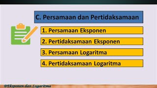 Eksponen dan Logaritma part 3 Persamaan dan Pertidaksamaan [upl. by Sinne]