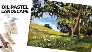 Oil Pastel Landscape with Expressive Brushstrokes  How to Use Oil Pastels [upl. by Airehc]