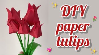 Origami Tulip  How to make paper tulip  Easy origami tulip  DIY tulip flower  No glue 🌷 [upl. by Annavaig]