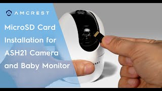 How to Install a Micro SD Card into Amcrest ASH21 WiFi PanTilt Camera Baby Monitor [upl. by Suu745]