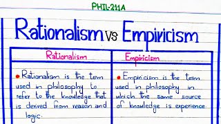 Rationalism VS Empiricism philosophy PHIL211A pu [upl. by Nivak]