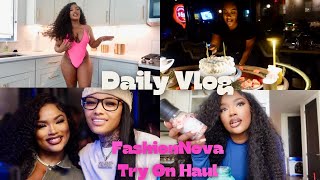 VLOG 12 FashionNova Try On Haul  HOW MANY POUNDS I LOST I OUR SISTER BDAY STAYING IN TONIGHT [upl. by Eeral]