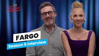 Fargo Season 5 Cast on Mastering the Accents  Juno Temple Jon Hamm [upl. by Jaf]