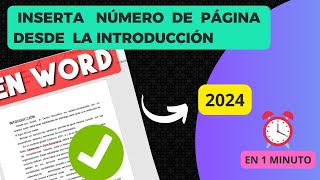 CÓMO poner NÚMERO de PÁGINA desde la INTRODUCCIÓN 2024 FÁCIL Y RÁPIDO [upl. by Pernick196]