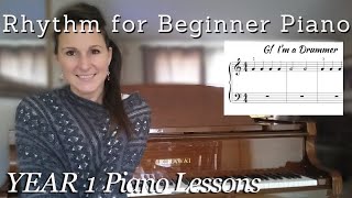 Basic Rhythm  PLUS how to play your first song on piano Beginner Piano Course Lesson 3 [upl. by Anera]