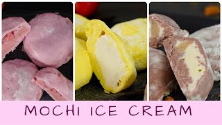 Mochi Ice Cream aus 5 ZUTATEN selber machen  Mochi Eis Rezept mit Erdbeer Vanille und Cookie Dough [upl. by Nawotna]