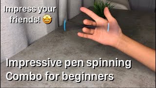 Pen spinning combo for beginners  pen spinning tutorial [upl. by Emily952]