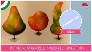 Corso di Acquerello BASE tutorial come dipingere alberelli cartoon  LEZIONE 04 [upl. by Kiehl452]