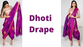 Dhoti Style Saree Draping  Easy Silk Saree Draping  Tia Bhuva [upl. by Anneuq345]