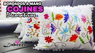 💕 COJINES DECORATIVOS Bordados a Mano 🔴 BORDADO MEXICANO Flores ❤ COJINES para DECORAR la SALA 🔰 [upl. by Itsrejk]