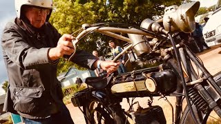 BROOKLANDS Motorcycle Day  VINCENT KickStart HUMBER HandleStart BSA DontStart SUNBEAM WontStart [upl. by Ierdna]