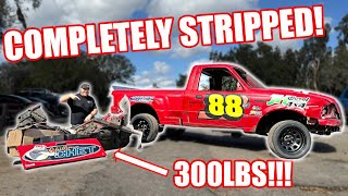 Completely GUTTING Our Ford Ranger Race Truck We Shaved TONS Of Weight See How Much [upl. by Ecilahc]