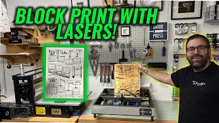 How to make a Woodcut Block Print using a Laser Engraver The 2024 Calendar project [upl. by Bartlett]