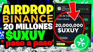 ULTIMOS 5 DIAS AIRDROP GRATIS  20 MILLONES UXUY  PARA TODOS EN MINUTOS MUY FACIL [upl. by Argent]