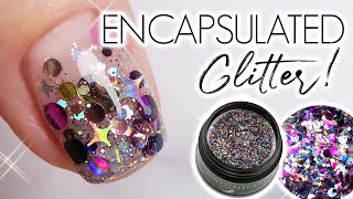 How To Encapsulate Chunky Glitter on Short Nails  Hard Gel Watch Me Work [upl. by Adnak]