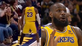 LeBron James scares courtside fan for calling him a crybaby then mocks her 😂 [upl. by Htebharas200]