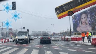 ❄️ 4K Winter Drive in Warsaw Poland  Captivating Snowy Scenery [upl. by Llerej202]