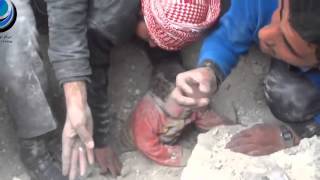 Allahu Akbar  A Child Is Found Alive Under The Rubble In Syria  Saved Using Bare Hands [upl. by Bennett767]