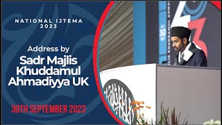 Address of Sadr Majlis Khuddamul Ahmadiyya UK Day 2 Ijtema 2023 Salat the Delight of our Eyes [upl. by Pincas]