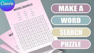 Create a Word Search puzzle in Canva  easy tutorial [upl. by Eihtak]