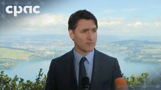 PM Justin Trudeau speaks with reporters in Bürgenstock Switzerland – June 16 2024 [upl. by Enomaj547]