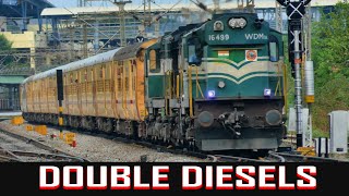 LOVELY DOUBLE DIESELS Golden ROCK  BENGALURU  ERNAKULAM INTERCITY EXPRESS  Indian Railways [upl. by Jacinda]