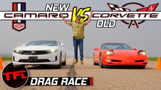 Old vs New Can a NEW 4Cylinder Camaro Beat an OLD V8 Corvette in a Drag Race [upl. by Otecina]