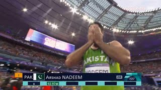 Arshad Nadeem Wins Gold Medal in Mens Javelin Throw Finals with 9297m throw at Paris Olympics 2024 [upl. by Engud174]