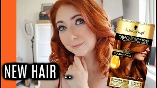 DYING MY HAIR COPPER Schwarzkopf Oleo Copper Hair Dye 777 [upl. by Destinee]