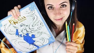 ASMR Legend of Korra Coloring Book Colored Pencils Close up Whispers Page Turning [upl. by Asil585]