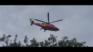 Cornwall Air Ambulance HLE01 GCRWL Taking Off At Landrake on 10924 [upl. by Renrut]