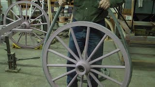 How Do Rubber Tires go on Carriage amp Wagon Wheels  Wheelwright Trade [upl. by Olav]