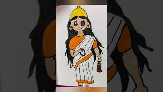 Dwitiya Bramhacharini day 2 shorts art viral durga navratri maa drawing diy craft vlog [upl. by Lacram]