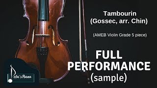 Tambourin Gossec arr Chin  Full Performance sample [upl. by Eiralav]