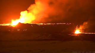 Sundhnúka eruption Dec 19th 2023 2200 to 2300  Live from Iceland [upl. by Htez323]