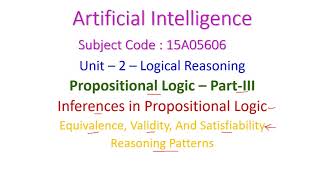 Inferences in Propositional LogicArtificial IntelligenceLogical ReasoningEquivalencePatterns [upl. by Ailem]