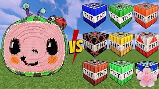 COCOMELON vs POWERFUL TNT in Minecraft  Logo vs TNT [upl. by Aivat]