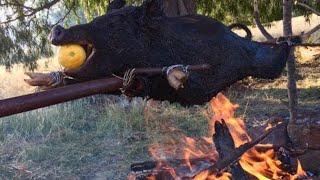 WILD BOAR Catch n Cook DAMN LEMON Spit Roast Recipe [upl. by Lamarre]