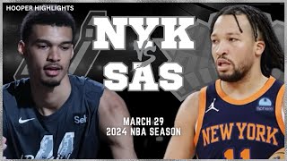 New York Knicks vs San Antonio Spurs Full Game Highlights  Mar 29  2024 NBA Season [upl. by Zosima]