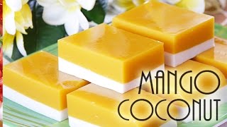 Mango Coconut Agar Agar DessertRECIPEココナツ・マンゴーゼリーは美味しかった！ [upl. by Itnavart]