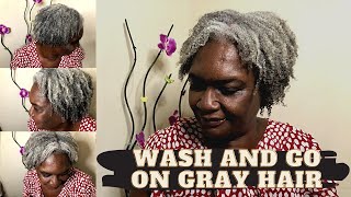 WASH AND GO ON SHORT GRAY HAIR  4C SALT AND PEPPER HAIR [upl. by Wandy]