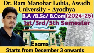 RMLAU EXAM 202425  DRRMLAU 1st3rd5th SEMESTER EXAM SCHEME 2024  RMLAU BA BSC BCOM EXAM 202425 [upl. by Annig]