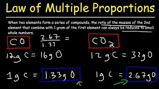 Law of Multiple Proportions Practice Problems Chemistry Examples Fundamental Chemical Laws [upl. by Ennad]