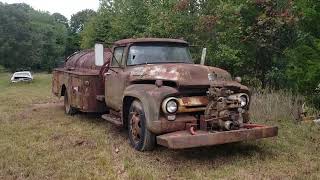 Ford F600 1956 tanker truck gas to water Volunteer firefighter department New Deal Tennessee [upl. by Inad]