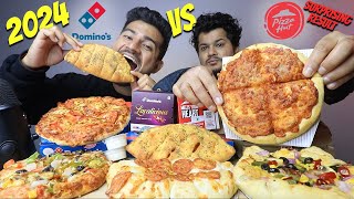 INDIAN DOMINOS vs PIZZA HUT CHEESY CHICKEN PEPPERONI PIZZA VEG SUPREME PIZZA GARLIC BREAD MUKBANG [upl. by Clintock7]