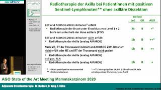 AGO Mamma Adjuvante Strahlentherapie W Budach D Krug T Kühn [upl. by Honan]